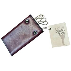 NOS Vintage Rolfs Press Lock 5 Key Kaddy Burgandy Cowhide Leather The Wright